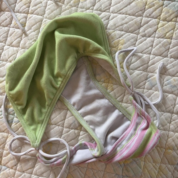 Striped Pink and Green Bikini Set - Picture 3 of 3